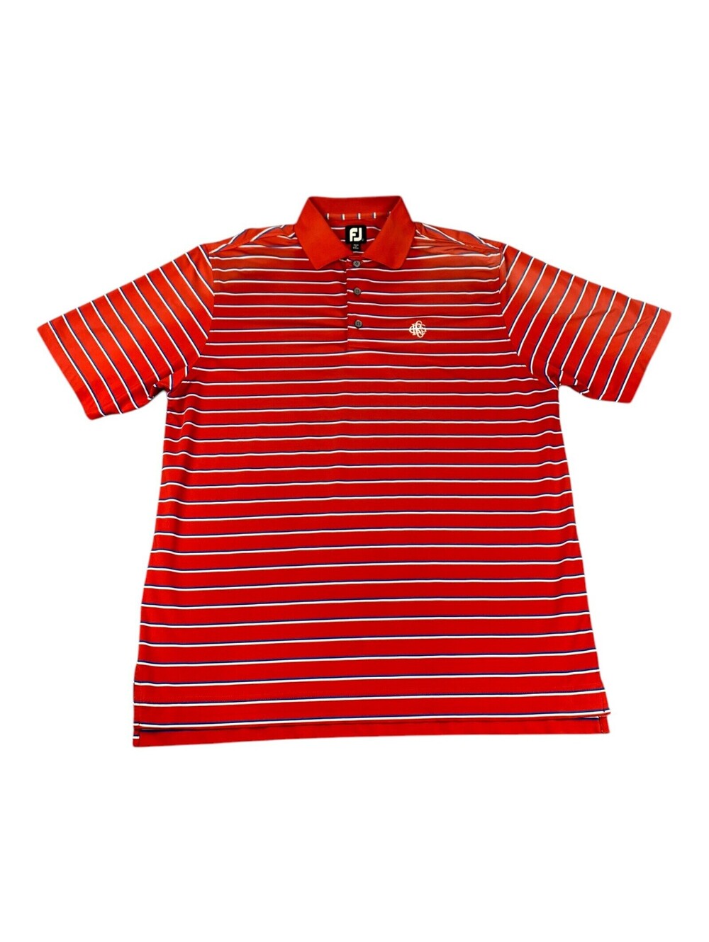 FootJoy FJ Golf Polo Shirt, Red Striped, Short Sleeve, Men’s Size Large